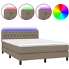 Image de vidaXL Lit boxspring avec matelas & LED Taupe 140x190 cm Tissu