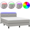 Image de vidaXL Lit Boxspring avec matelas & LED Gris clair 140x200 cm Tissu