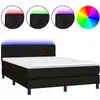Image de vidaXL Lit Boxspring avec matelas & LED Noir 140x200 cm Tissu