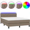 Image de vidaXL Lit Boxspring avec matelas & LED Taupe 140x200 cm Tissu