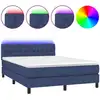 Image de vidaXL Lit Boxspring avec matelas & LED Bleu 140x200 cm Tissu