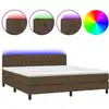 Image de vidaXL Lit boxspring avec matelas & LED brun foncé 160x200 cm Tissu