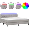 Image de vidaXL Lit boxspring avec matelas & LED gris clair 180x200 cm Tissu