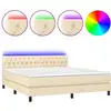Image de vidaXL Lit Boxspring avec matelas & LED Crème 180x200 cm Tissu