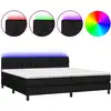 Image de vidaXL Lit Boxspring avec matelas & LED Noir 200x200 cm Tissu