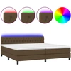 Image de vidaXL Lit Boxspring avec matelas & LED Marron foncé 200x200 cm Tissu