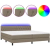 Image de vidaXL Lit Boxspring avec matelas & LED Taupe 200x200 cm Tissu