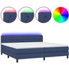 Image de vidaXL Lit Boxspring avec matelas & LED Bleu 200x200 cm Tissu