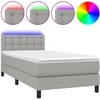 Image de vidaXL Lit boxspring avec matelas & LED gris clair 80x200 cm Tissu