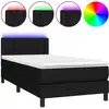 Image de vidaXL Lit Boxspring avec matelas & LED Noir 80x200 cm Tissu