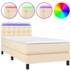 Image de vidaXL Lit Boxspring avec matelas & LED Crème 90x190 cm Tissu