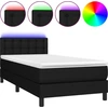 Image de vidaXL Lit Boxspring avec matelas & LED Noir 90x200 cm Tissu