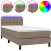 Image de vidaXL Lit Boxspring avec matelas & LED Taupe 90x200 cm Tissu