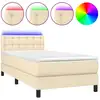 Image de vidaXL Lit Boxspring avec matelas & LED Crème 90x200 cm Tissu