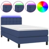 Image de vidaXL Lit Boxspring avec matelas & LED Bleu 90x200 cm Tissu
