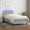 Image de vidaXL Lit Boxspring avec matelas & LED Gris clair 100x200 cm Tissu