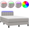 Image de vidaXL Lit boxspring avec matelas & LED gris clair 120x200 cm Tissu