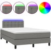 Image de vidaXL Lit boxspring avec matelas & LED gris foncé 120x200 cm Tissu