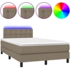Image de vidaXL Lit Boxspring avec matelas & LED Taupe 120x200 cm Tissu