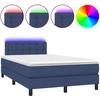 Image de vidaXL Lit Boxspring avec matelas & LED Bleu 120x200 cm Tissu