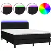 Image de vidaXL Lit Boxspring avec matelas & LED Noir 140x190 cm Tissu