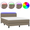 Image de vidaXL Lit boxspring avec matelas & LED Taupe 140x190 cm Tissu