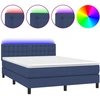 Image de vidaXL Lit Boxspring avec matelas & LED Bleu 140x190 cm Tissu