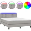 Image de vidaXL Lit Boxspring avec matelas & LED Gris clair 140x200 cm Tissu