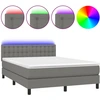 Image de vidaXL Lit boxspring avec matelas & LED gris foncé 140x200 cm Tissu