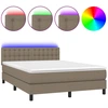 Image de vidaXL Lit Boxspring avec matelas & LED Taupe 140x200 cm Tissu