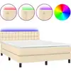 Image de vidaXL Lit Boxspring avec matelas & LED Crème 140x200 cm Tissu