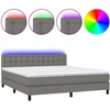 Image de vidaXL Lit boxspring avec matelas & LED gris foncé 160x200 cm Tissu
