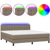 Image de vidaXL Lit Boxspring avec matelas & LED Taupe 180x200 cm Tissu