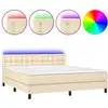 Image de vidaXL Lit Boxspring avec matelas & LED Crème 180x200 cm Tissu