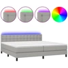 Image de vidaXL Lit boxspring avec matelas & LED gris clair 200x200 cm Tissu