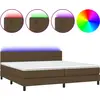 Image de vidaXL Lit Boxspring avec matelas & LED Marron foncé 200x200 cm Tissu