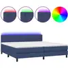 Image de vidaXL Lit Boxspring avec matelas & LED Bleu 200x200 cm Tissu
