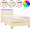 Image de vidaXL Lit Boxspring avec matelas & LED Crème 80x200 cm Tissu