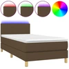 Image de vidaXL Lit boxspring avec matelas & LED brun foncé 90x190 cm Tissu