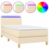 Image de vidaXL Lit Boxspring avec matelas & LED Crème 90x200 cm Tissu