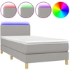 Image de vidaXL Lit Boxspring avec matelas & LED Gris clair 100x200 cm Tissu