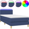 Image de vidaXL Lit Boxspring avec matelas & LED Bleu 100x200 cm Tissu