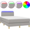 Image de vidaXL Lit boxspring avec matelas & LED gris clair 120x200 cm Tissu