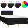 Image de vidaXL Lit Boxspring avec matelas & LED Noir 120x200 cm Tissu