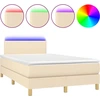 Image de vidaXL Lit Boxspring avec matelas & LED Crème 120x200 cm Tissu
