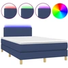 Image de vidaXL Lit Boxspring avec matelas & LED Bleu 120x200 cm Tissu