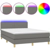 Image de vidaXL Lit boxspring avec matelas & LED gris foncé 140x200 cm Tissu