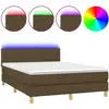 Image de vidaXL Lit Boxspring avec matelas & LED Marron foncé 140x200 cm Tissu