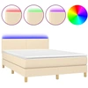 Image de vidaXL Lit Boxspring avec matelas & LED Crème 140x200 cm Tissu
