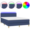 Image de vidaXL Lit Boxspring avec matelas & LED Bleu 140x200 cm Tissu